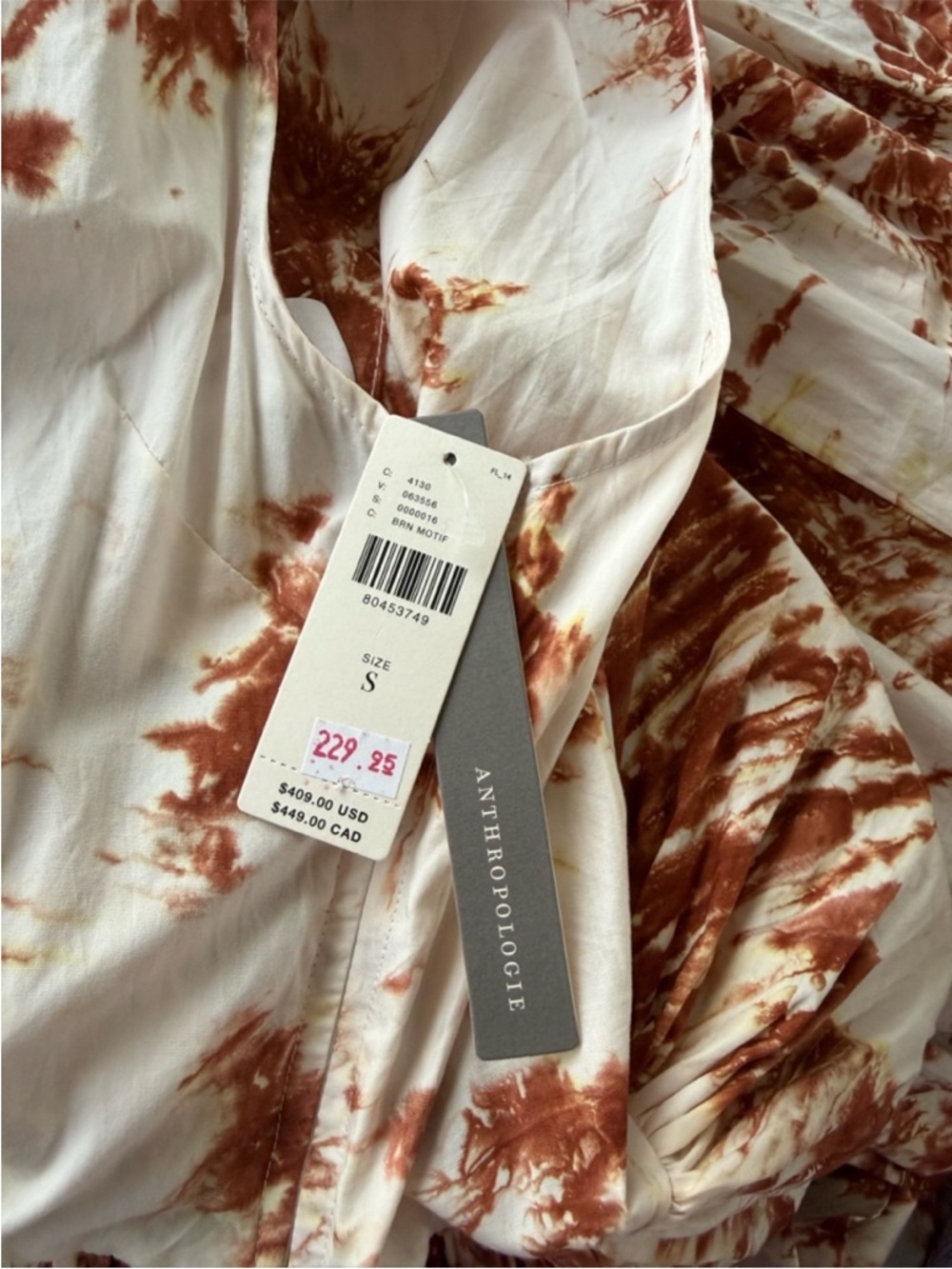 NWT Anthropologie S/W/F V-neck Maxi Shibori Tie Dye Resort Cutout Dress S $409 - Picture 6 of 8